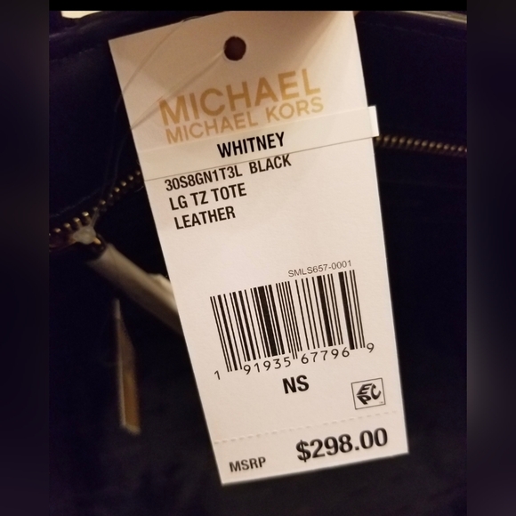 Michael Kors Whitney Black Tote Handbag Purse - Picture 8 of 11